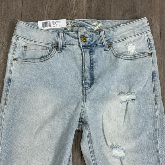 Women's Seven7 4 Small Jean Crop Destroyed Jeans Blue Stretch Rolled Hem NWT - Picture 6 of 13